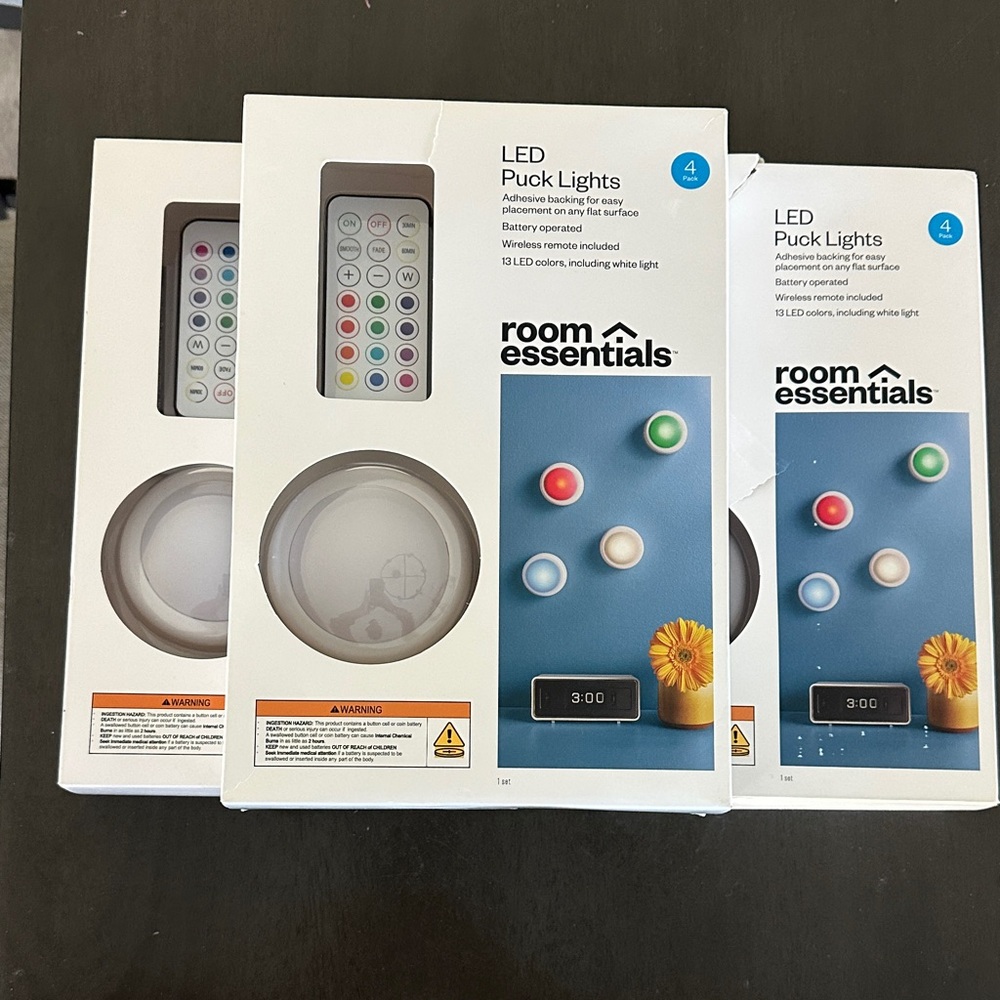 Room Essentials Multi-Color LED Puck Lights with Remote